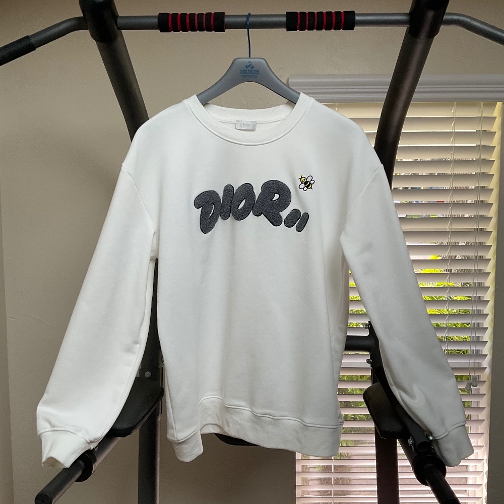 Dior Sweatshirt Womens XXL Kaws Collaboration White Bumble Bee Logo